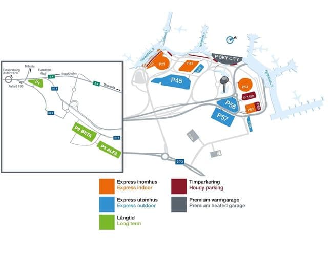 Mapa do terminal do aeroporto de Estocolmo