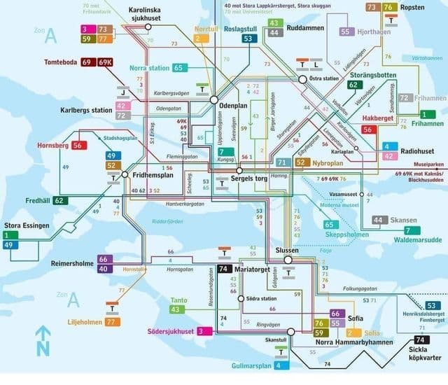 Mapa da rodoviária de Estocolmo