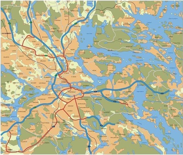 Mapa das estradas de Estocolmo
