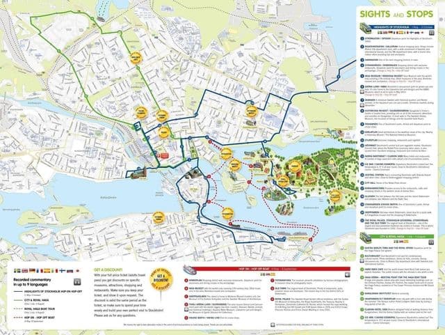 Mapa das excursões a pé em Estocolmo